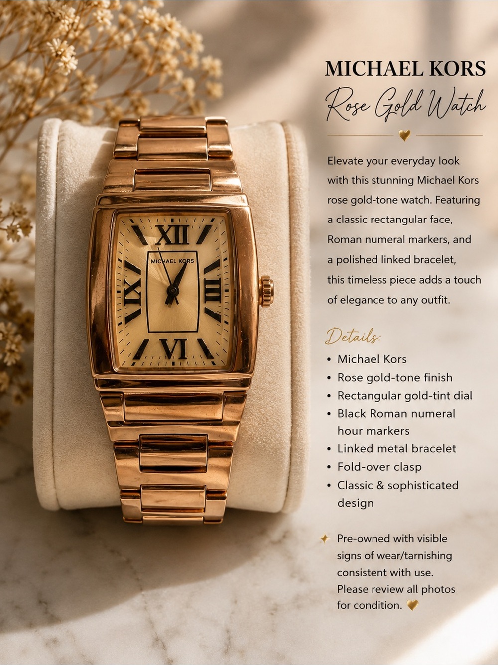 Michael Kors Rose Gold-Tone Linked Bracelet Watch